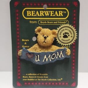 Boyds Bear Bearwear I Love You  Mom Brooch Pin #82511